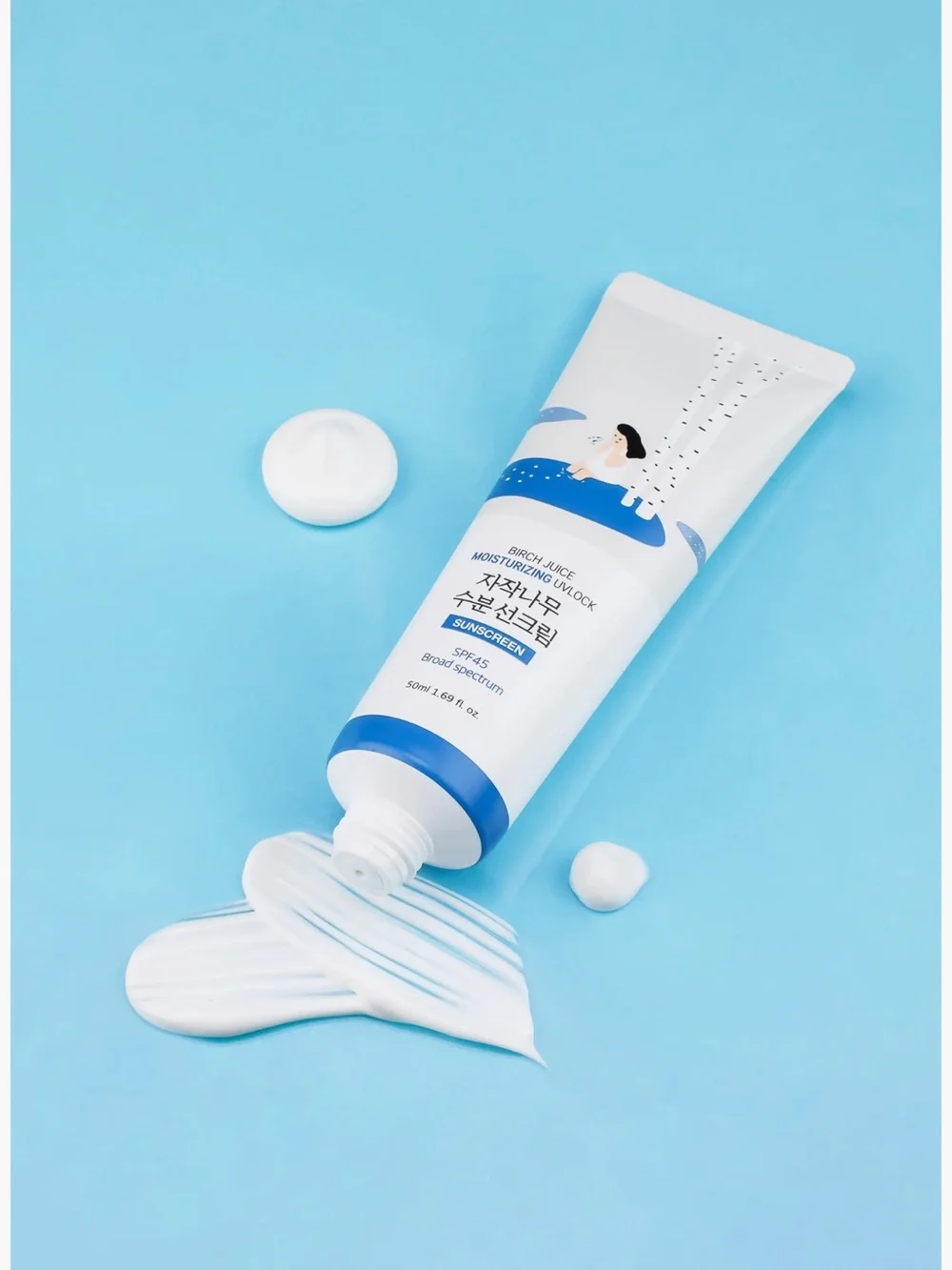 2 KBeauty ROUND LAB Birch Juice Moisturizing UVLock Sunscreen SPF45, 1.69 fl oz